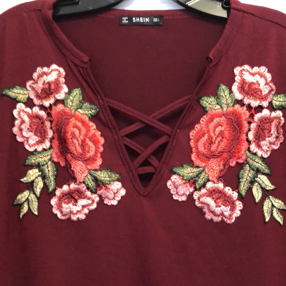 SHEIN Embroidered Polyester Women’s Large Top